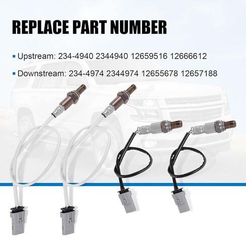 Oxygen O2 Sensor Upstream Downstream Set of 4 Replacement for Chevy Silverado Suburban Tahoe 2014-2018, GMC Sierra Yukon 2014-2018, Replace 234-4940 234-4974 in Kuwait