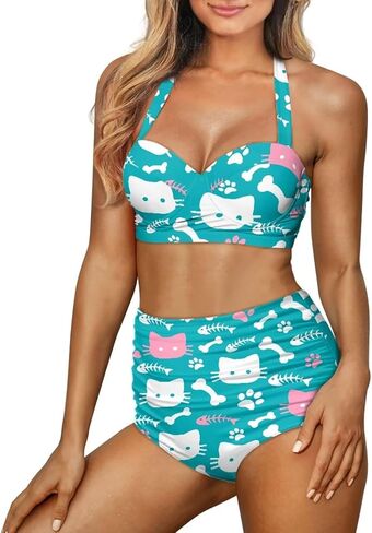 Bikini Sets for Women Two Piece Bathing Suit with Bottom High Waisted Swimsuit Bikini Summer Beach Outfits in Saudi Arabia