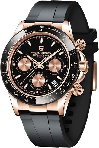 Pagani Design Luxury Men's Automatic Mechanical Watches Skeleton Dial Stainless Steel Rainbow Bezel Rubber Strap 100M Waterproof Sports Wristwatch in Saudi Arabia