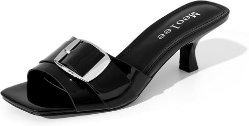 Meolee Womens Kitten Heel Sandals Square Open Toe Slip-On Heeled Sandals Stiletto Low Mule Heels Casual Fashion Dress Shoes in Saudi Arabia