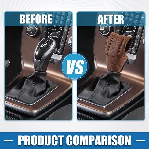 Car Shift Knob Cover Universal Vehicle Interior Shift Gear Cover Trim Accessories Decorative Faux Leather Brown in Saudi Arabia