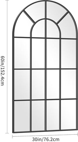 مرآة مقوسة سوداء، مرايا نافذة مقاس 30 × 60 بوصة لديكور الحائط، مرآة نافذة مقوسة، مرآة مثبتة على الحائط، مرايا مقوسة بإطار أسود لمدخل غرفة المعيشة وغرفة النوم، معلقة أو تميل ضدها in Kuwait