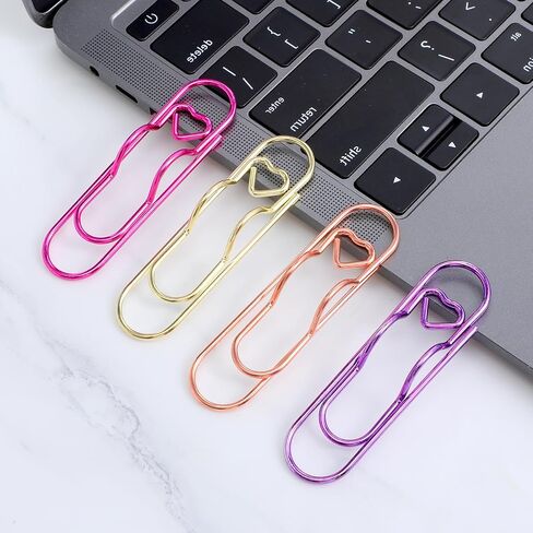 Sibba Metal Pen Holder Clips for Notebook 12 PCS Alloy Pen Clips Jumbo Heart Planner Accessories Multi-Functional Paperclip Pens Holder for Journal Office School Supplies Gold/Rose Gold/Pink/Purple in Saudi Arabia