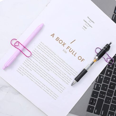 Sibba Metal Pen Holder Clips for Notebook 12 PCS Alloy Pen Clips Jumbo Heart Planner Accessories Multi-Functional Paperclip Pens Holder for Journal Office School Supplies Gold/Rose Gold/Pink/Purple in Saudi Arabia