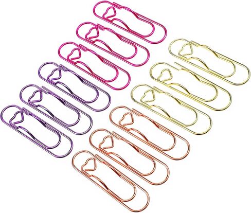 Sibba Metal Pen Holder Clips for Notebook 12 PCS Alloy Pen Clips Jumbo Heart Planner Accessories Multi-Functional Paperclip Pens Holder for Journal Office School Supplies Gold/Rose Gold/Pink/Purple in Saudi Arabia