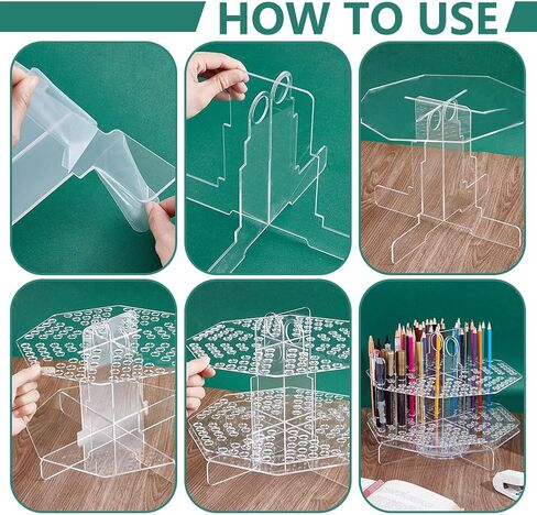UNICRAFTALE 120 Slot Clear Pen Holder Acrylic Pencil Organizer 360° Rotating Marker Organizer Office Storage Supplies Holds for School Home Art Supply Makeup Brushes Storage Craft Shows in Saudi Arabia