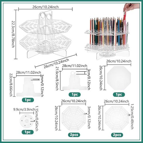 UNICRAFTALE 120 Slot Clear Pen Holder Acrylic Pencil Organizer 360° Rotating Marker Organizer Office Storage Supplies Holds for School Home Art Supply Makeup Brushes Storage Craft Shows in Saudi Arabia