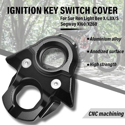 CNC Aluminum Ignition Key Switch Cover & Lock Cylinder Guard, Compatible with Surron Light Bee/X/S/LBX/Ultra Bee & Segway X160/X260 Electric Dirt Bike Accessories (Black) in Saudi Arabia