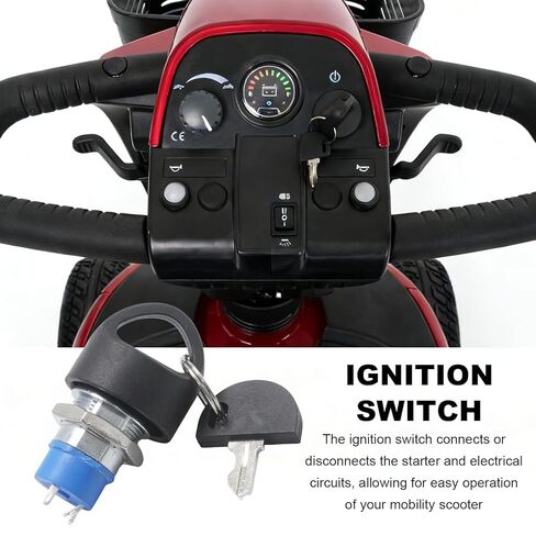 Ignition Switch with Easy Pull Key for Pride Victory Go-Go Mobility Scooters, Replacement for Most 3-Wheel and 4-Wheel Power Chairs, Includes 4 Keys in Kuwait