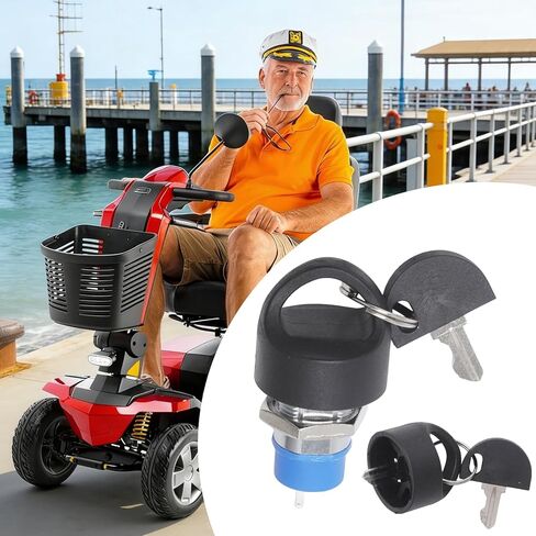Ignition Switch with Easy Pull Key for Pride Victory Go-Go Mobility Scooters, Replacement for Most 3-Wheel and 4-Wheel Power Chairs, Includes 4 Keys in Kuwait