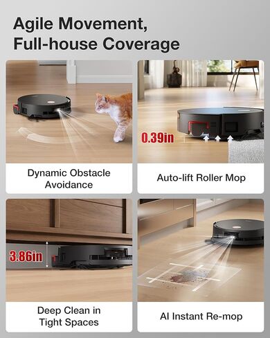 Yeedi C12 Combo مكنسة كهربائية لاسلكية وروبوت ومسح، مجموعة تنظيف الكل في واحد، مع تفريغ ذاتي مزدوج، شفط 10000 باسكال وخفيفة الوزن، فرشاة ZeroTangle للأرضيات الصلبة والسجاد وشعر الحيوانات الأليفة in Kuwait