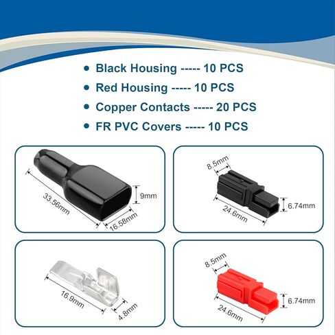 10 Pairs 45Amp Power Connectors Kit 4-6mm²(10-12 AWG) 45A 600V Quick Connect/Disconnect Connector with PVC Cover and Copper Silver-Plated Terminals in Saudi Arabia