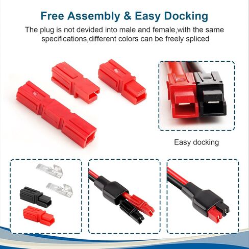 10 Pairs 45Amp Power Connectors Kit 4-6mm²(10-12 AWG) 45A 600V Quick Connect/Disconnect Connector with PVC Cover and Copper Silver-Plated Terminals in Saudi Arabia