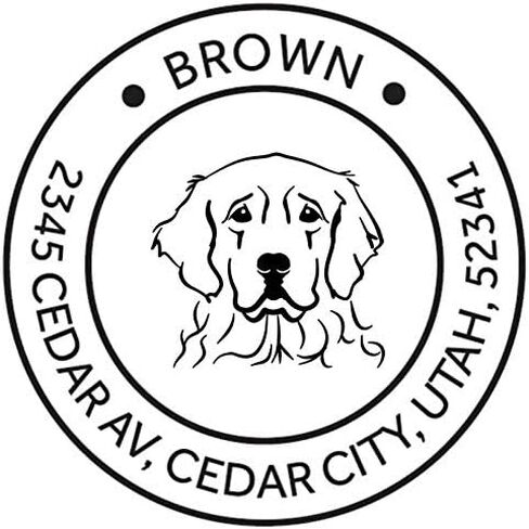 ختم عنوان رسالة لمحبي الكلاب عالي الجودة - مستدير 1 9/16 بوصة (المسترد الذهبي) - HSADD23 in Kuwait