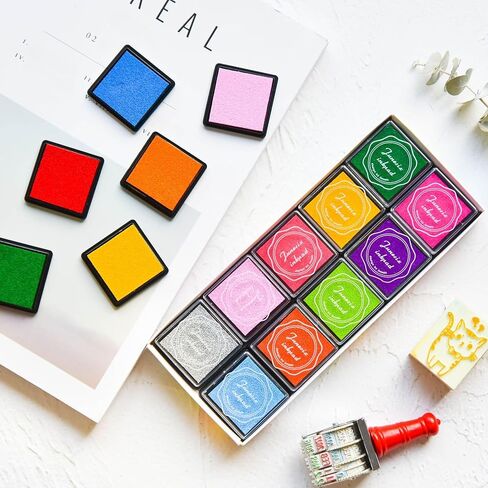 Craft Ink Pad Stamps Partner DIY Color، 20 لونًا قوس قزح قابل للغسل وسادة حبر للإصبع للطوابع المطاطية والورق والخشب والنسيج والمجلة ودفتر القصاصات وصناعة البطاقات in Kuwait