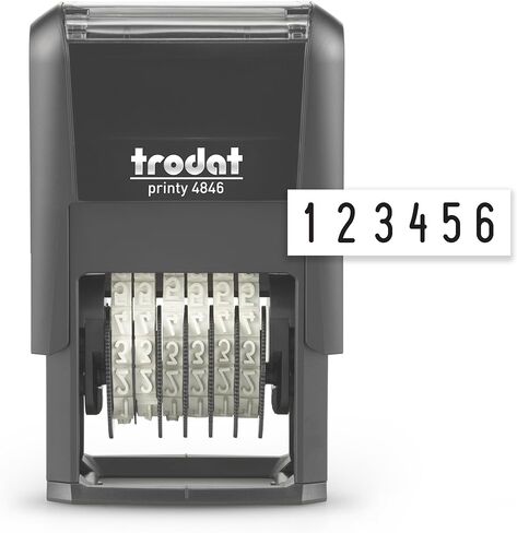 Trodat Printy 4846 P4 Self-Inking Number Stamp - 6 Bands of Numbers and Symbols, Height 4 mm, Black Ink in Saudi Arabia