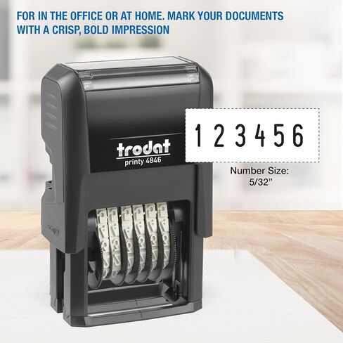 Trodat Printy 4846 P4 Self-Inking Number Stamp - 6 Bands of Numbers and Symbols, Height 4 mm, Black Ink in Saudi Arabia