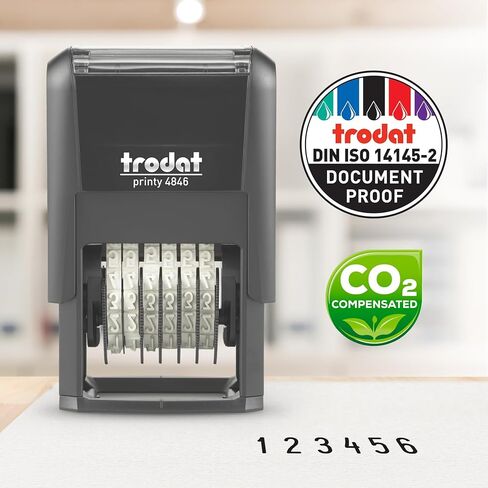 Trodat Printy 4846 P4 Self-Inking Number Stamp - 6 Bands of Numbers and Symbols, Height 4 mm, Black Ink in Saudi Arabia
