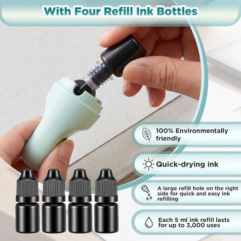 Outus 2 Pack 3-in-1 Identity Protection Roller Stamps with 4 Refills, Guard Your ID Confidential Roller Stamp, Identity Theft Prevention, Address Blocker, Wide Rolling, Security for Id, Mail in Saudi Arabia