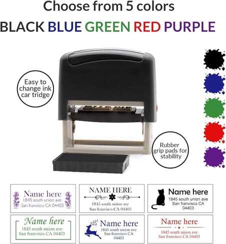 Personalization - Address Stamps - Custom Stamps - Automatic Inkjet Return Address Mail Three Lines - Black, red, Green, Blue, Purple Ink - Wedding Invitation Stamps (Small 9/16" x 1-1/2") in Saudi Arabia