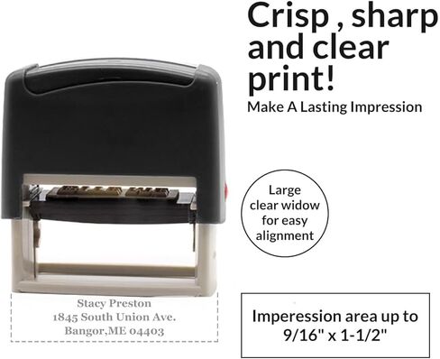 Personalization - Address Stamps - Custom Stamps - Automatic Inkjet Return Address Mail Three Lines - Black, red, Green, Blue, Purple Ink - Wedding Invitation Stamps (Small 9/16" x 1-1/2") in Saudi Arabia