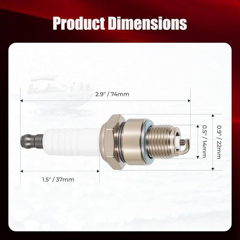8 Pack ql78yc marine spark plug - 938M Replacement for champion ql78yc, Compatible with Johnson Evinrude Mercury Marine Engines (Outboard/Inboard), Replaces BPZ8HS10, Won’t fit Ford 150 in Kuwait