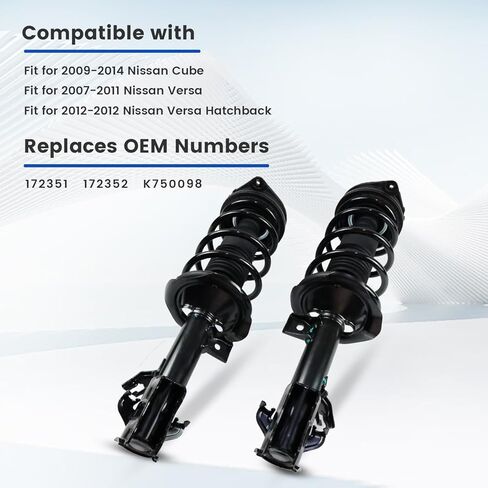 Front Struts w/Coil Spring & Sway Bar Links for 2009-2014 Nissan Cube, 2007-2011 Nissan Versa, 2012 Nissan, Shock Absorber Assembly Replace 172351 172352 K750098, 4PCs in Kuwait