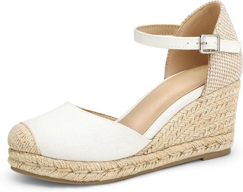 mysoft Women's Platform Espadrille Wedge Sandals Closed Toe Buckle Ankle Strap Comfortable Summer Shoes in Saudi Arabia