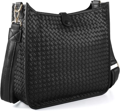 Women's Woven Crossbody Bag Large - Capacity PU Leather Shoulder Bag Casual Tote Purse with Adjustable Strap in Saudi Arabia