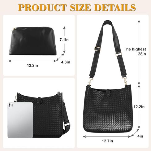Women's Woven Crossbody Bag Large - Capacity PU Leather Shoulder Bag Casual Tote Purse with Adjustable Strap in Saudi Arabia