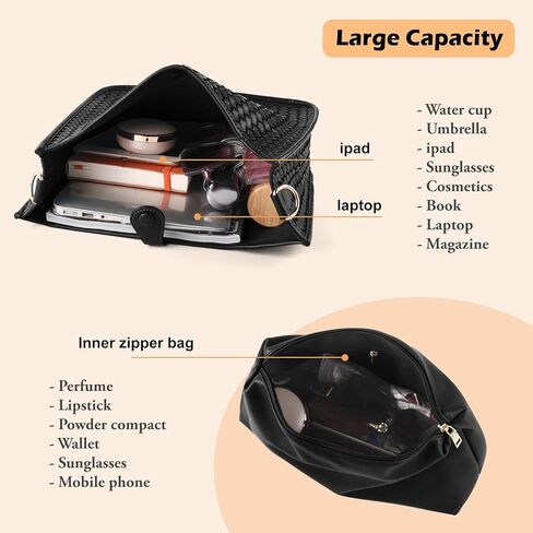 Women's Woven Crossbody Bag Large - Capacity PU Leather Shoulder Bag Casual Tote Purse with Adjustable Strap in Saudi Arabia