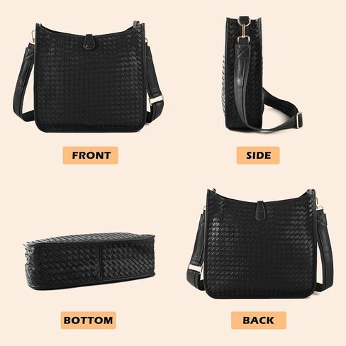 Women's Woven Crossbody Bag Large - Capacity PU Leather Shoulder Bag Casual Tote Purse with Adjustable Strap in Saudi Arabia