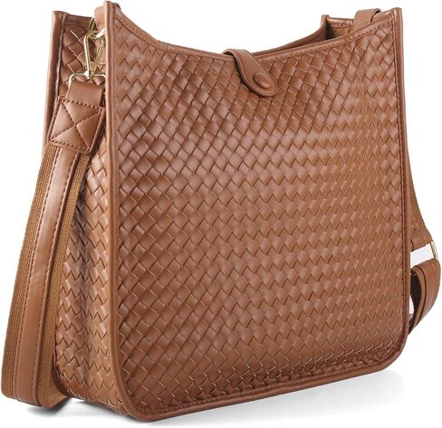Women's Woven Crossbody Bag Large - Capacity PU Leather Shoulder Bag Casual Tote Purse with Adjustable Strap in Saudi Arabia