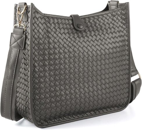 Women's Woven Crossbody Bag Large - Capacity PU Leather Shoulder Bag Casual Tote Purse with Adjustable Strap in Saudi Arabia
