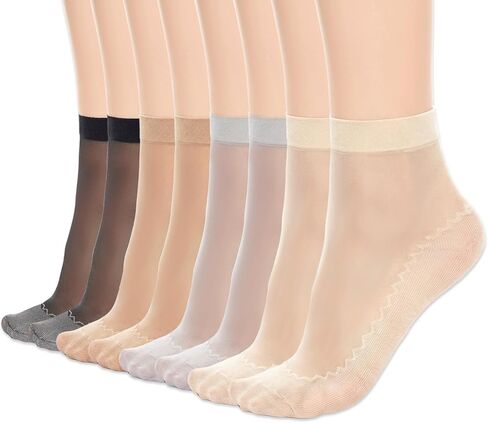 12 Pairs Womens Ankle High Sheer Socks Nude Crew Stocking Summer Ultra Thin Cool See Through Calf Silk Socks for Women in Kuwait