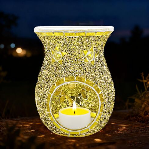 فسيفساء الزجاج رومانسية موقد زيتي Tealight شمعة حامل العطر دفئا البخور ناشر رائحة لحفل زفاف عيد الميلاد ديكور للطاولات in Kuwait