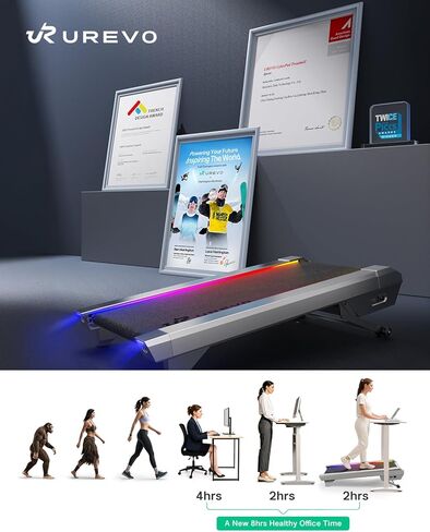 جهاز مشي UREVO تحت المكتب، وسادة مشي 2 في 1 للمنزل/المكتب، جهاز مشي محمول مع جهاز تحكم عن بعد، شاشة LED in Kuwait