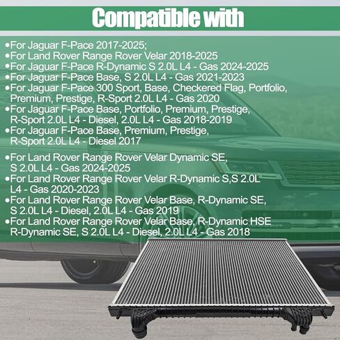 LR092461 Radiator Compatible with Jaguar F-Pace 2017-2025 For Land Rover Range Rover Velar 2018-2025 T4A3255 in Kuwait