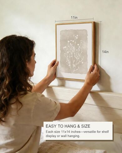 Drsoum النباتية زهرة جدار الفن مؤطرة خمر جدار الأزهار يطبع زهرة برية محايدة ريفي Bohemain العمل الفني مزرعة غرفة نوم جاهزة للتعليق 11x14in الطبيعية مؤطرة in Kuwait