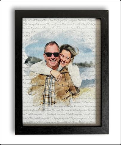 Personalized Song Lyrics Wall Art - Custom Wedding Photo Couples - First Anniversary Wedding Gift for Him or Her - Wedding Song Lyrics - 1 Year Gift for Wife or Husband - Canvas board and Framed in Saudi Arabia