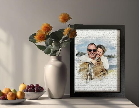 Personalized Song Lyrics Wall Art - Custom Wedding Photo Couples - First Anniversary Wedding Gift for Him or Her - Wedding Song Lyrics - 1 Year Gift for Wife or Husband - Canvas board and Framed in Saudi Arabia
