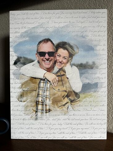 Personalized Song Lyrics Wall Art - Custom Wedding Photo Couples - First Anniversary Wedding Gift for Him or Her - Wedding Song Lyrics - 1 Year Gift for Wife or Husband - Canvas board and Framed in Saudi Arabia