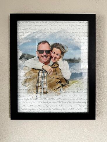 Personalized Song Lyrics Wall Art - Custom Wedding Photo Couples - First Anniversary Wedding Gift for Him or Her - Wedding Song Lyrics - 1 Year Gift for Wife or Husband - Canvas board and Framed in Saudi Arabia