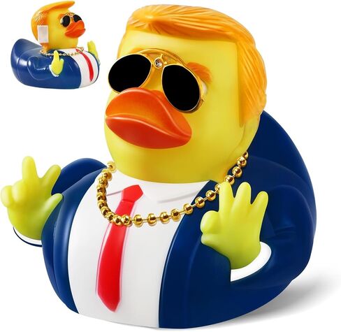 بطة دونالد ترامب المطاطية الكبيرة، 3.5 بوصة ترامب داك لجيب البط مع نظارات شمسية وقلادة، لعبة حمام جيب بطة لانتخابات ترامب، هدايا ترامب 2024 للأطفال والكبار ديكورات لوحة قيادة السيارة in Kuwait