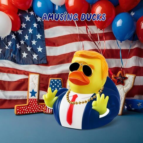 بطة دونالد ترامب المطاطية الكبيرة، 3.5 بوصة ترامب داك لجيب البط مع نظارات شمسية وقلادة، لعبة حمام جيب بطة لانتخابات ترامب، هدايا ترامب 2024 للأطفال والكبار ديكورات لوحة قيادة السيارة in Kuwait