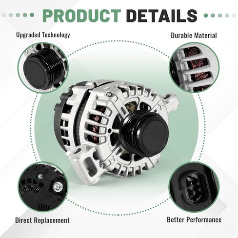 13502988 Alternator 150A, Fit for Chevrolet Camaro 2010-2012, Colorado 2015-2016, GMC Canyon 2015-2016 | 3.6L V6 GAS - Replace 11485, 11485N, 849127, FG15S026, AL8876X Generator 12V CW in Kuwait