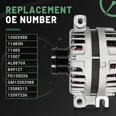 13502988 Alternator 150A, Fit for Chevrolet Camaro 2010-2012, Colorado 2015-2016, GMC Canyon 2015-2016 | 3.6L V6 GAS - Replace 11485, 11485N, 849127, FG15S026, AL8876X Generator 12V CW in Kuwait