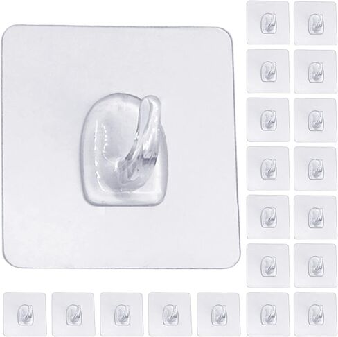 Adhesive Hooks, Heavy Duty Utility Hooks 20 lb(Max) Waterproof and Oilproof Removable, Clear Seamless Hooks Reusable Wall Hook for Kitchen Bathroom Bedroom Office - 10 Pack in Saudi Arabia
