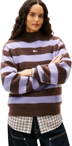Tommy Jeans Women's Medium Weight Wool Blend Mock Neck Sweater with Embroidered Logo in Kuwait