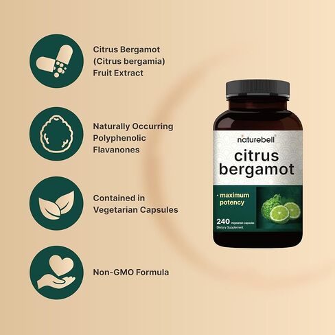 NatureBell Citrus Bergamot 5,000 mg Equivalent, 240 Veggie Capsules | Extra Strength 25:1 Fruit Extract – High Antioxidant Level – Heart & Immune Support Supplement – Vegan, Non-GMO in Kuwait